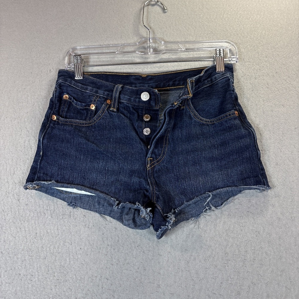 Levis 501‎ Cut Off Shorts Women Size 24 Blue Denim Classic Summer Bohemian